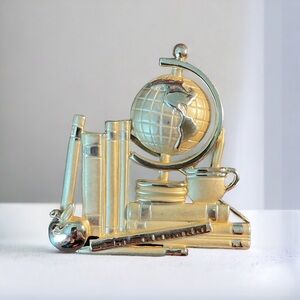 Vintage AJC Globe Books Signed Brooch
